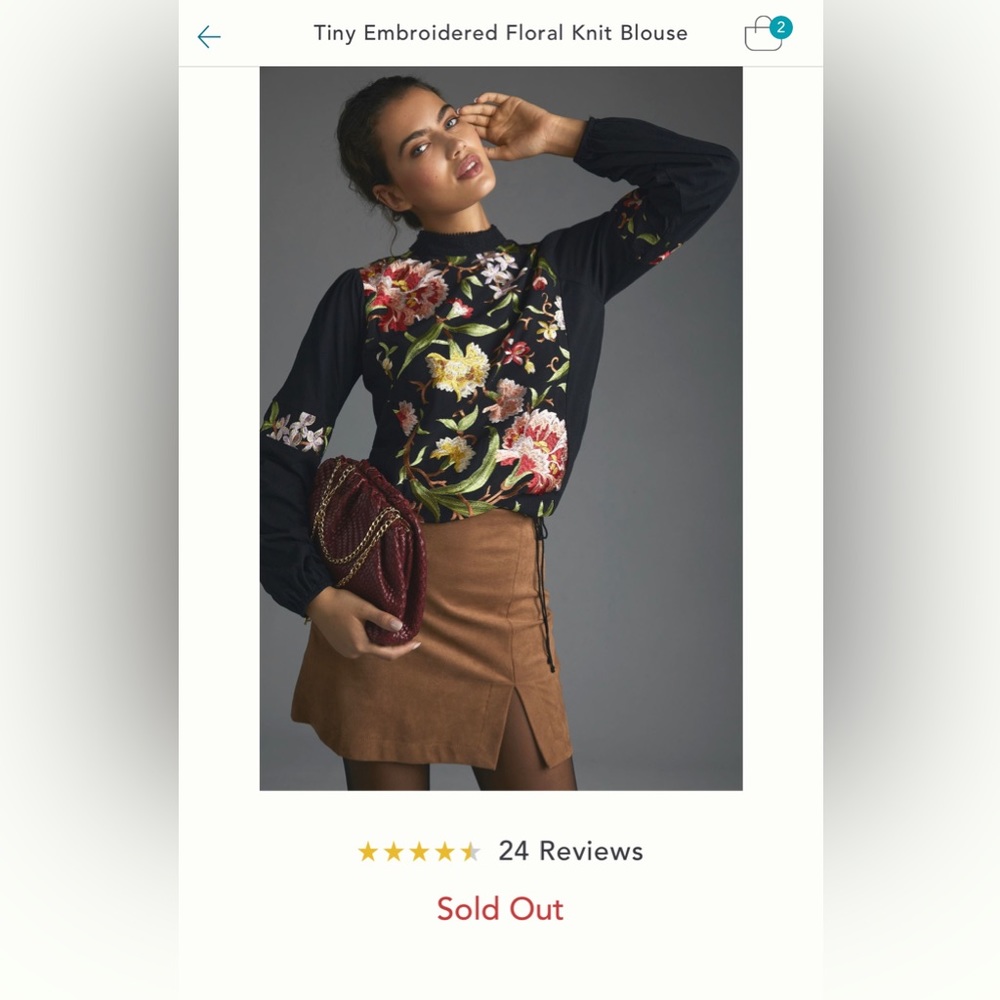 Anthropologie-Tiny Embroidered Floral Knit Blouse